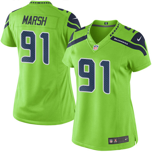 Women's Elite Cassius Marsh Nike Jersey Green - #91 Rush NFL Seattle Seahawks